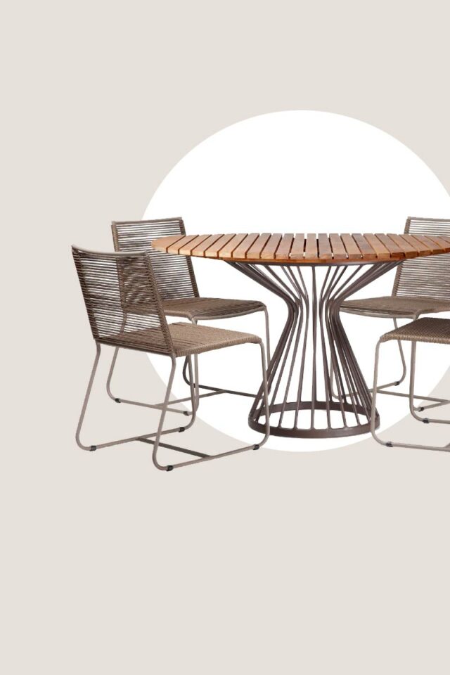 Imagem de Conjunto de Mesas e Cadeiras para Área Externa em Corda Náutica ou Fibra Sintética